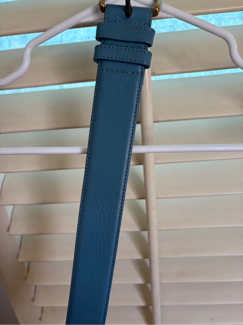 Women's Blue Leather Belt Strap - Classic Wide Design